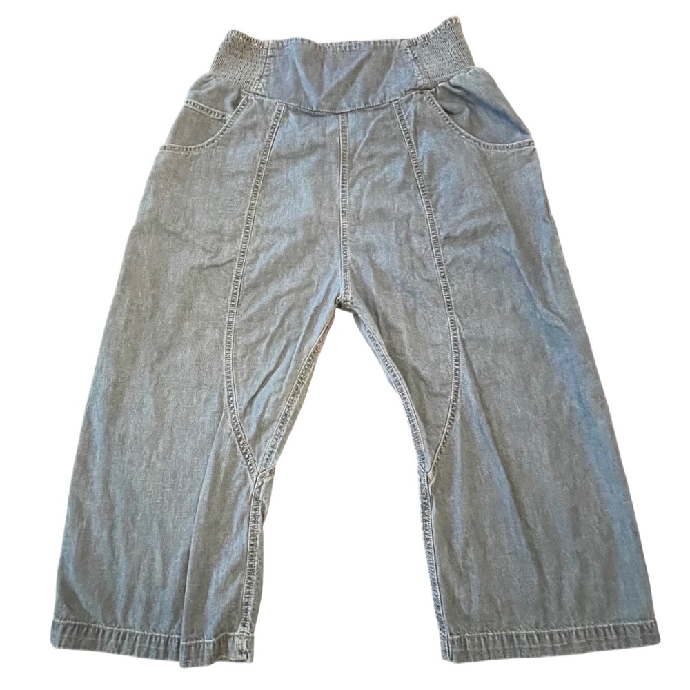 We The Free Free People Lunan Pull On Harem Pants Light Wash Denim Blue Large